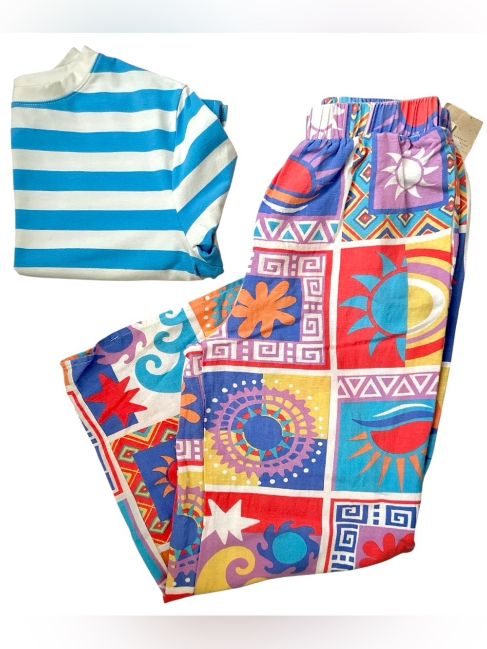 Bright Multi-Print Soleil Linen Matching Casual Set